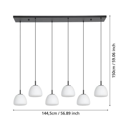 Eglo - Luster na lanku 6xE27/40W/230V čierna