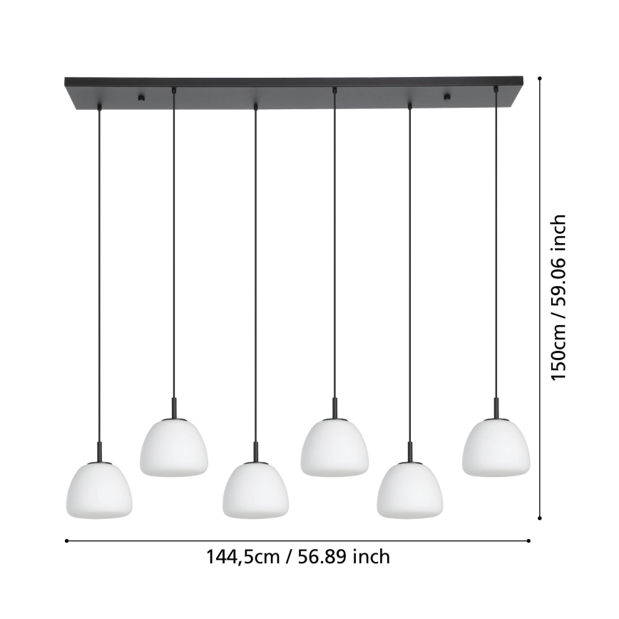 Eglo - Luster na lanku 6xE27/40W/230V čierna