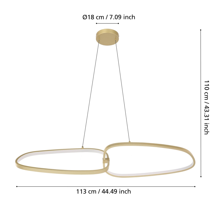 Eglo - LED Stmievateľný luster na lanku LED/37,5W/230V 3000K zlatá