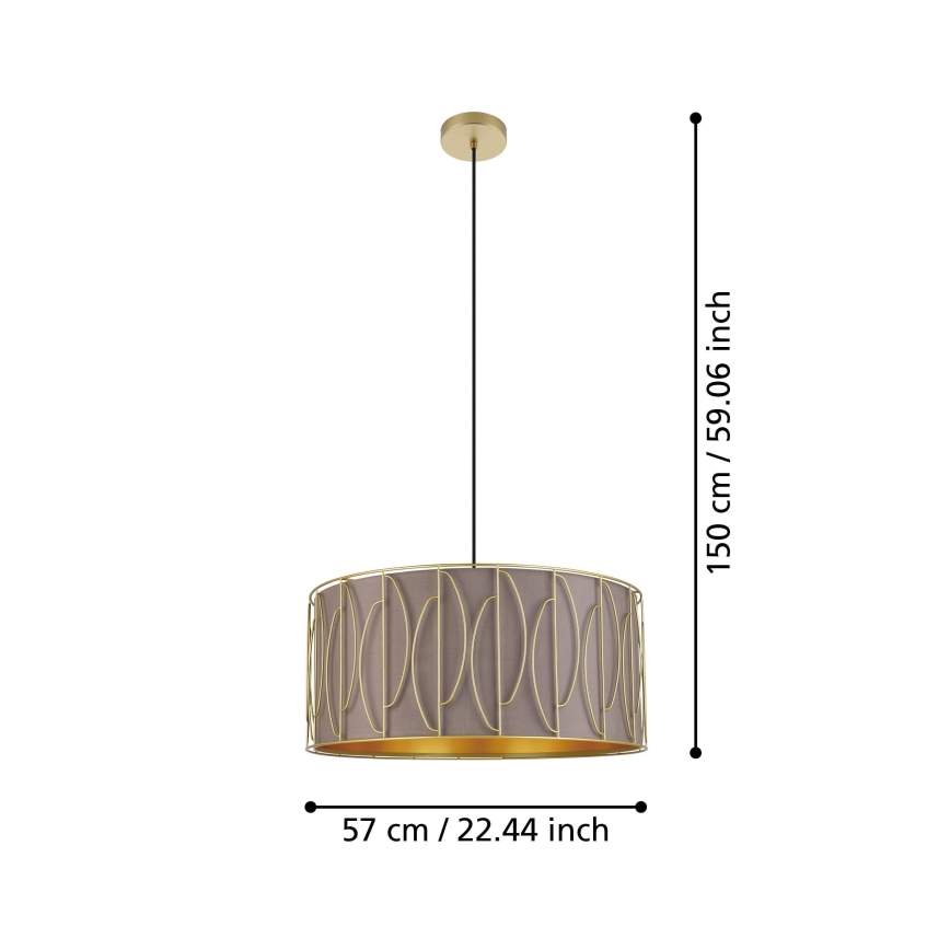 Eglo - Luster na lanku 1xE27/40W/230V zlatá/hnedá