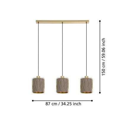 Eglo - Luster na lanku 3xE27/40W/230V zlatá/hnedá