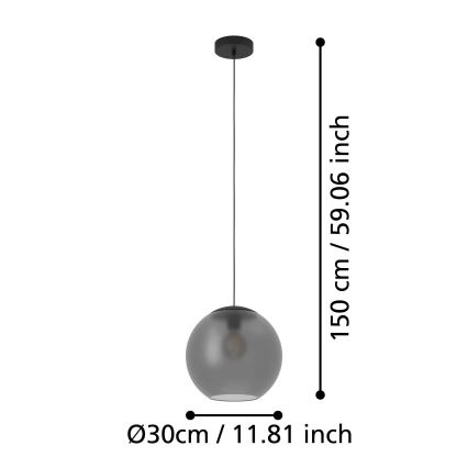 Eglo - Luster na lanku 1xE27/40W/230V dymová