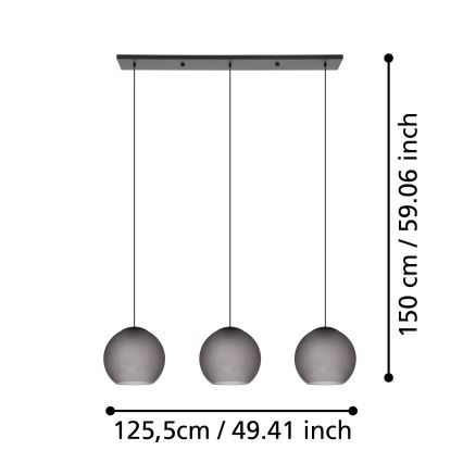 Eglo - Luster na lanku 3xE27/40W/230V dymová