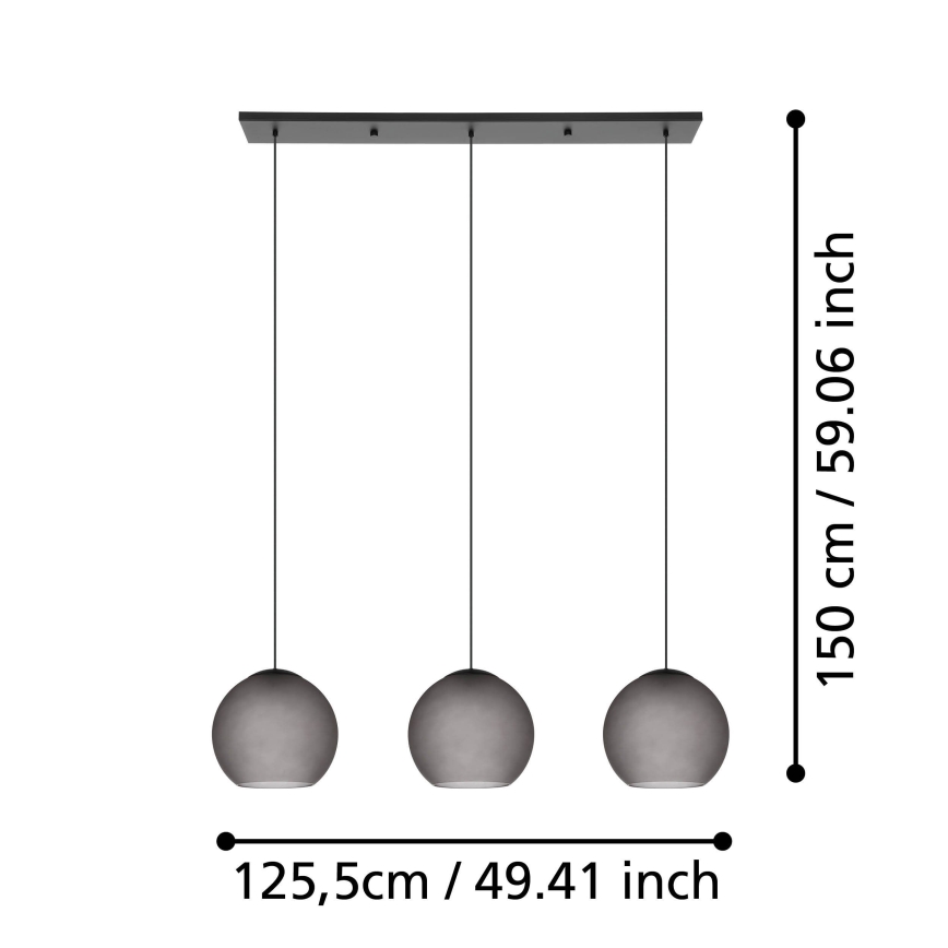 Eglo - Luster na lanku 3xE27/40W/230V dymová