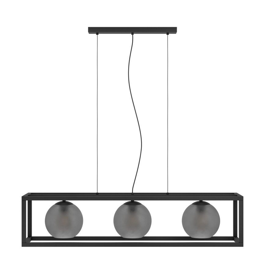 Eglo - Luster na lanku 3xE27/40W/230V dymová/čierna