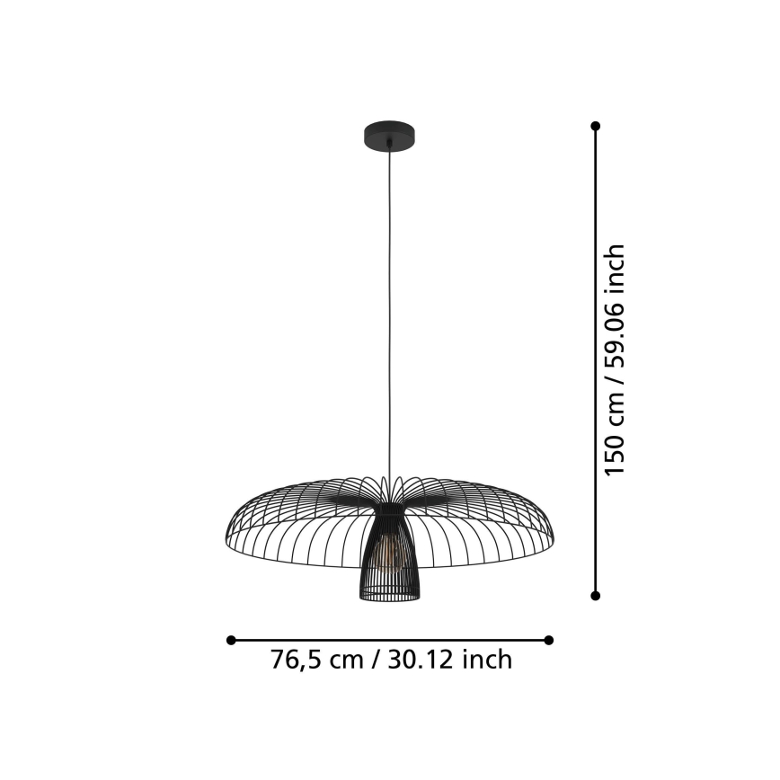 Eglo - Luster na lanku 1xE27/60W/230V pr. 77 cm čierna