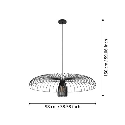 Eglo - Luster na lanku 1xE27/60W/230V pr. 98,5 cm čierna