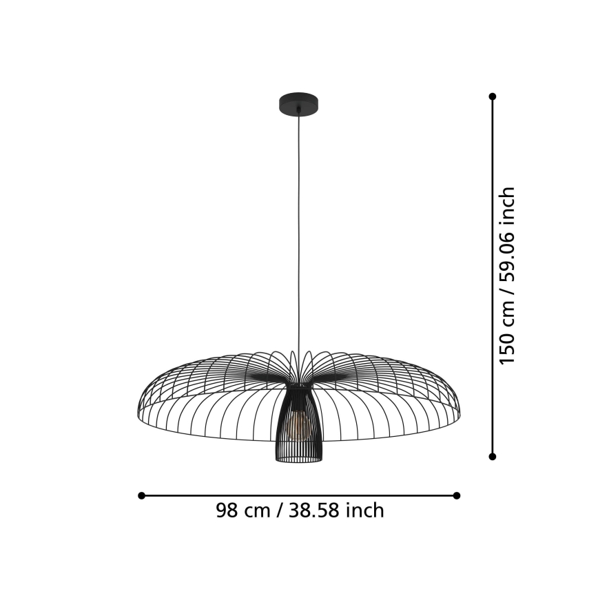 Eglo - Luster na lanku 1xE27/60W/230V pr. 98,5 cm čierna