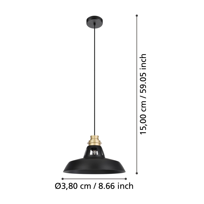 Eglo - Luster na lanku 1xE27/40W/230V čierna/zlatá