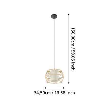 Eglo - Luster na lanku 1xE27/40W/230V bambus