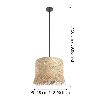 Eglo - Luster na lanku 1xE27/40W/230V ratan