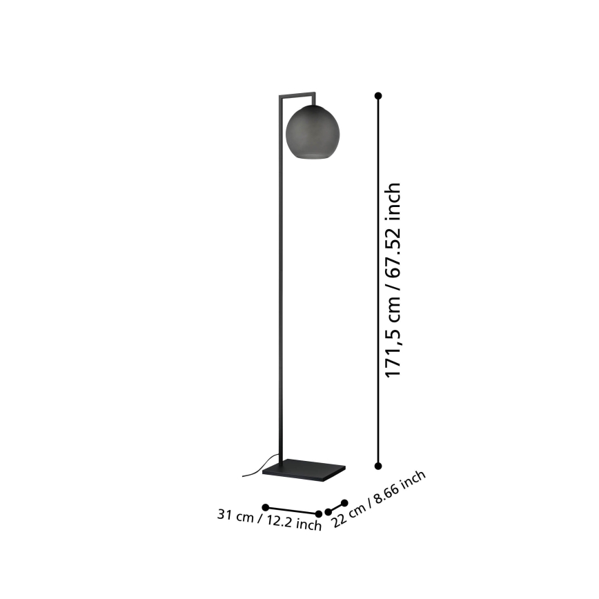 Eglo - Stojacia lampa 1xE27/40W/230V dymová