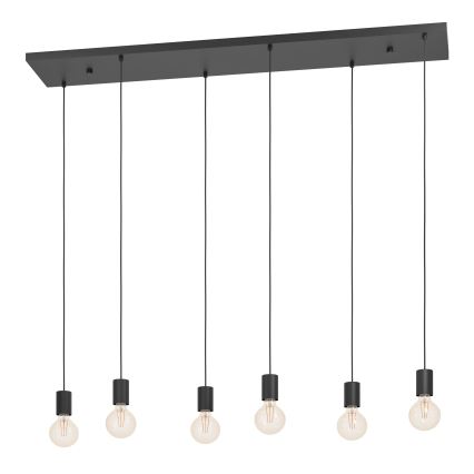 Eglo - Luster na lanku 6xE27/40W/230V čierna
