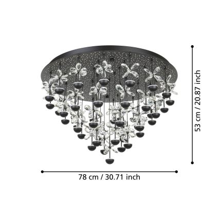 Eglo - LED Stmievateľné stropné svietidlo LED/77,4W/230V 3000K čierna