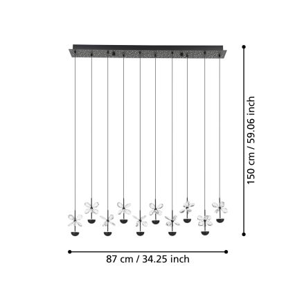 Eglo - LED Stmievateľný luster na lanku LED/23W/230V 3000K čierna