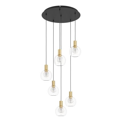 Eglo 390279 - LED Stmievateľný luster na lanku 6xLED/5,4W/230V 3000K pr. 54 cm zlatá