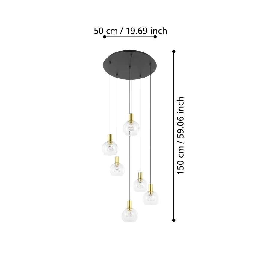 Eglo 390279 - LED Stmievateľný luster na lanku 6xLED/5,4W/230V 3000K pr. 54 cm zlatá
