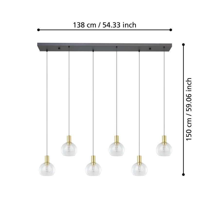 Eglo - LED Stmievateľný luster na lanku 6xLED/5,4W/230V 3000K zlatá
