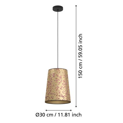 Eglo - Luster na lanku 1xE27/25W/230V zlatá/ružová