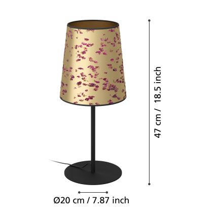 Eglo - Stolná lampa 1xE27/25W/230V zlatá/ružová
