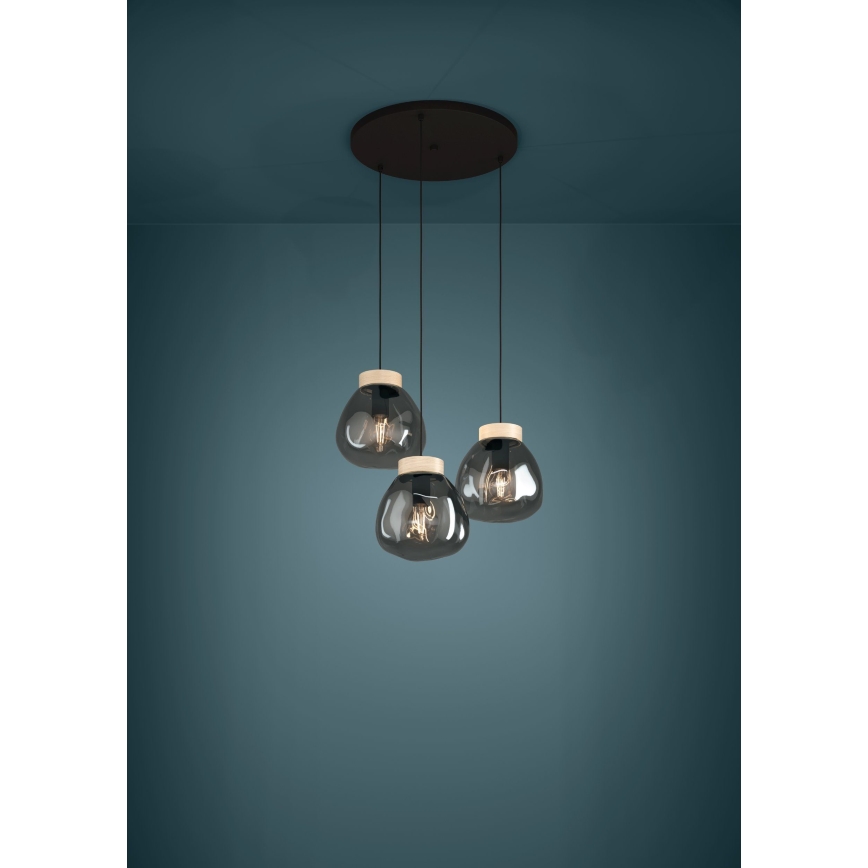 Eglo - Luster na lanku 3xE27/40W/230V dymová