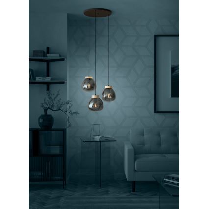 Eglo - Luster na lanku 3xE27/40W/230V dymová