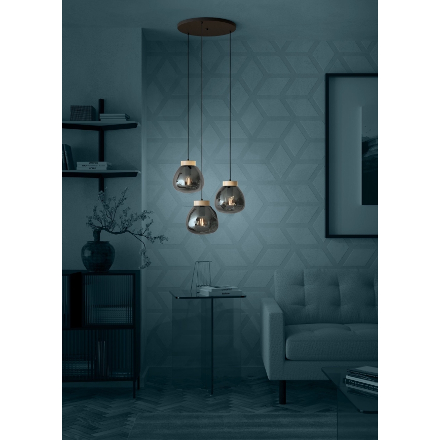 Eglo - Luster na lanku 3xE27/40W/230V dymová