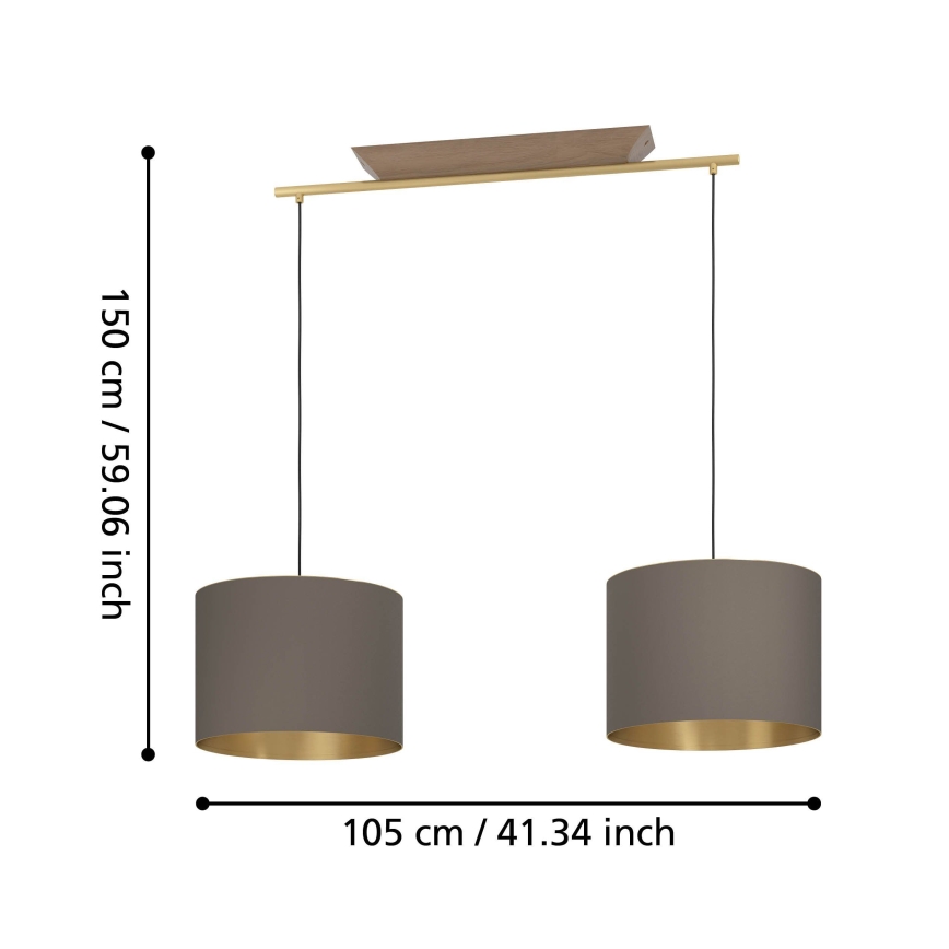 Eglo - Luster na lanku 2xE27/40W/230V hnedá/zlatá