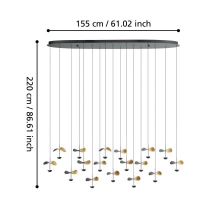 Eglo - LED Stmievateľný luster na lanku 17xLED/2,3W/230V 3000K