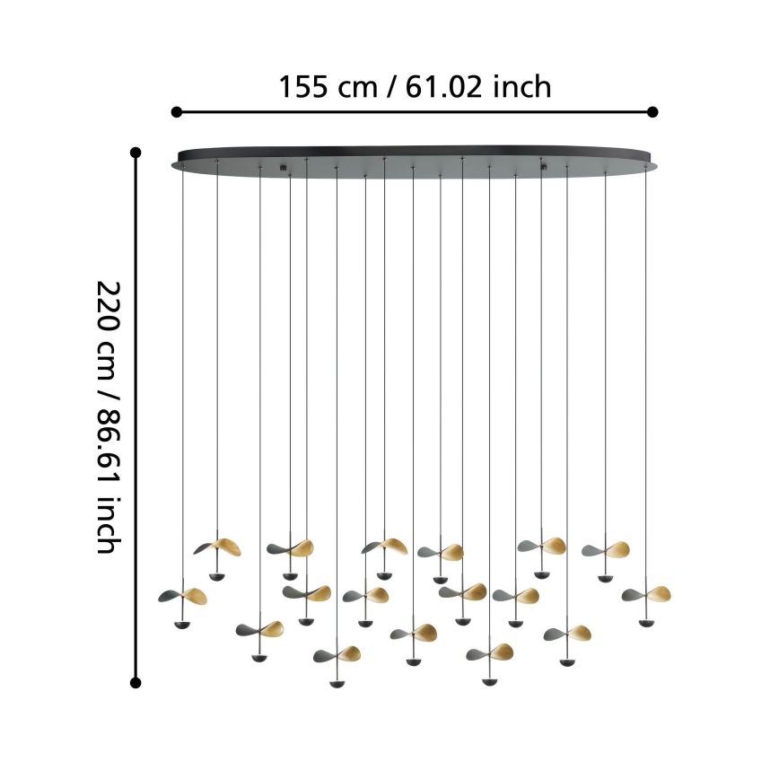 Eglo - LED Stmievateľný luster na lanku 17xLED/2,3W/230V 3000K