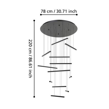 Eglo - LED Stmievateľný luster na lanku 12xLED/8,4W/230V 3000K čierna