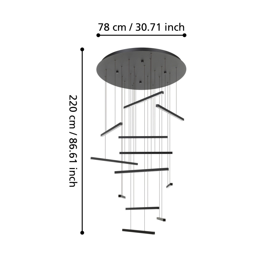 Eglo - LED Stmievateľný luster na lanku 12xLED/8,4W/230V 3000K čierna