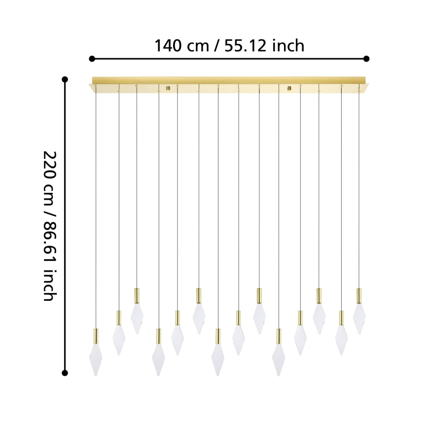Eglo - LED Stmievateľný luster na lanku 14xLED/3,3W/230V 3000K zlatá