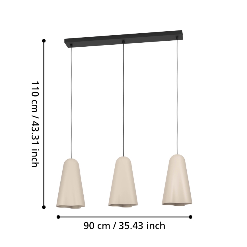 Eglo - Luster na lanku 3xE27/40W/230V béžová