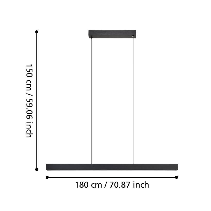 Eglo - LED Stmievateľný luster na lanku LED/20W/230V 3000K čierna