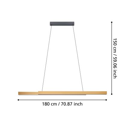 Eglo - LED Stmievateľný luster na lanku LED/21W/230V 3000K hnedá