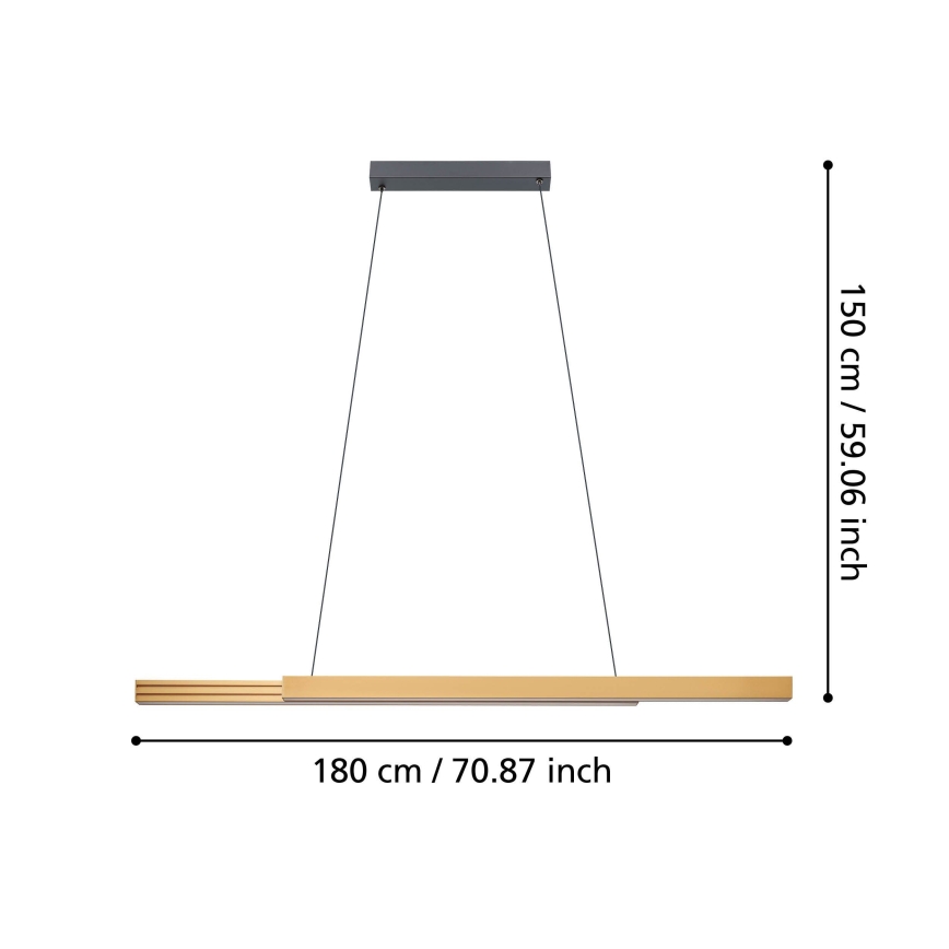 Eglo - LED Stmievateľný luster na lanku LED/21W/230V 3000K hnedá