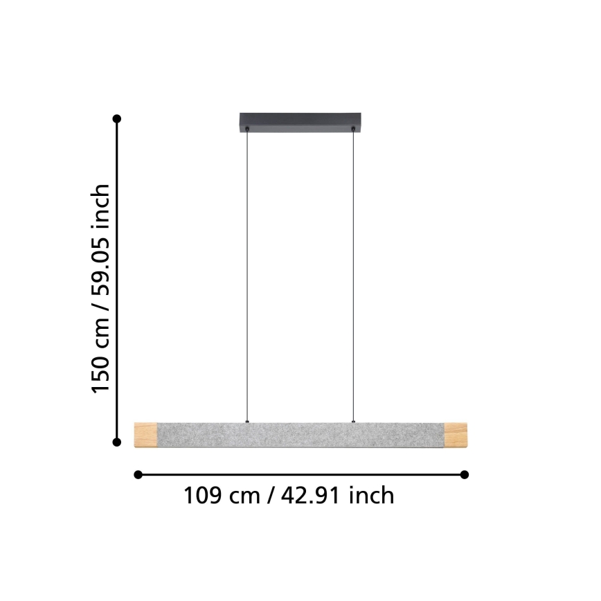 Eglo - LED Stmievateľný luster na lanku LED/22,2W/230V 3000K hnedá/šedá