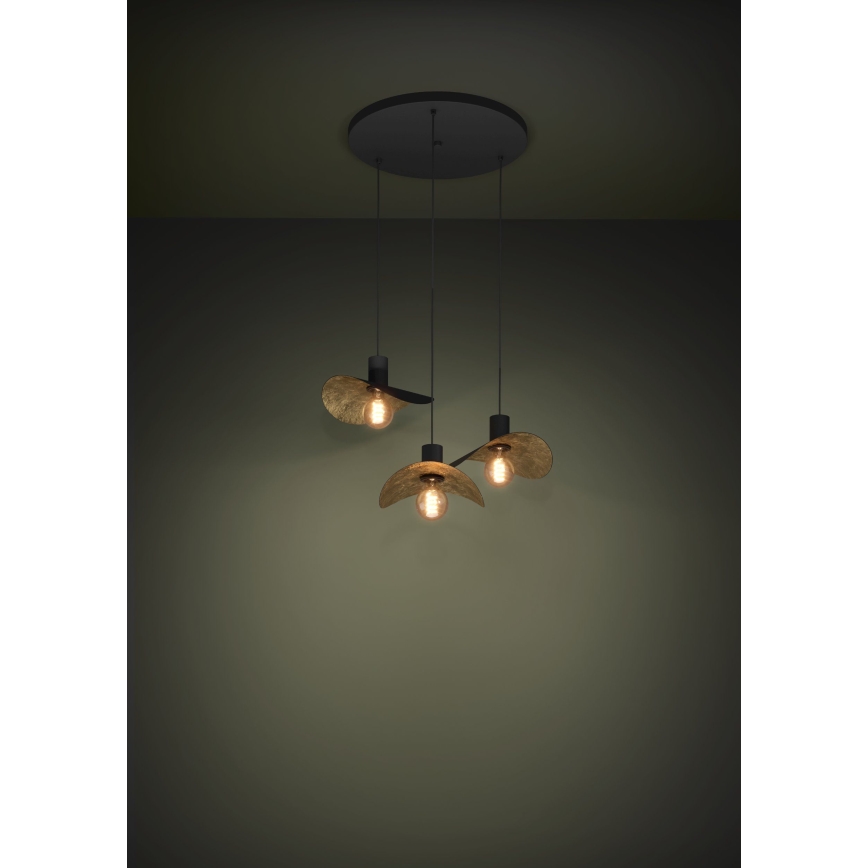 Eglo - Luster na lanku 3xE27/40W/230V čierna/zlatá