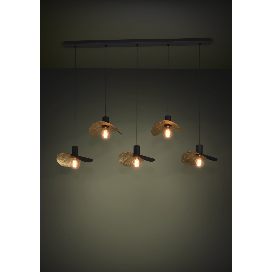Eglo - Luster na lanku 5xE27/40W/230V čierna/zlatá