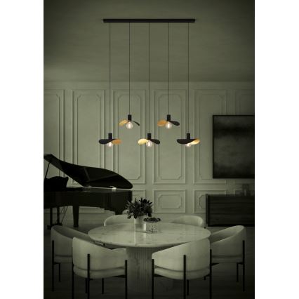Eglo - Luster na lanku 5xE27/40W/230V čierna/zlatá