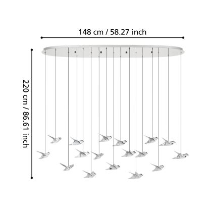 Eglo - LED Stmievateľný luster na lanku 17xLED/3W/230V 3000K lesklý chróm