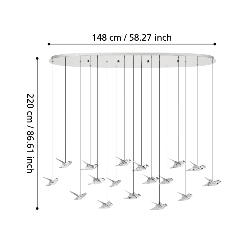 Eglo - LED Stmievateľný luster na lanku 17xLED/3W/230V 3000K lesklý chróm