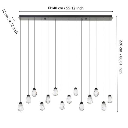 Eglo - LED Stmievateľný luster na lanku 14xLED/3W/230V 3000K čierna/číra