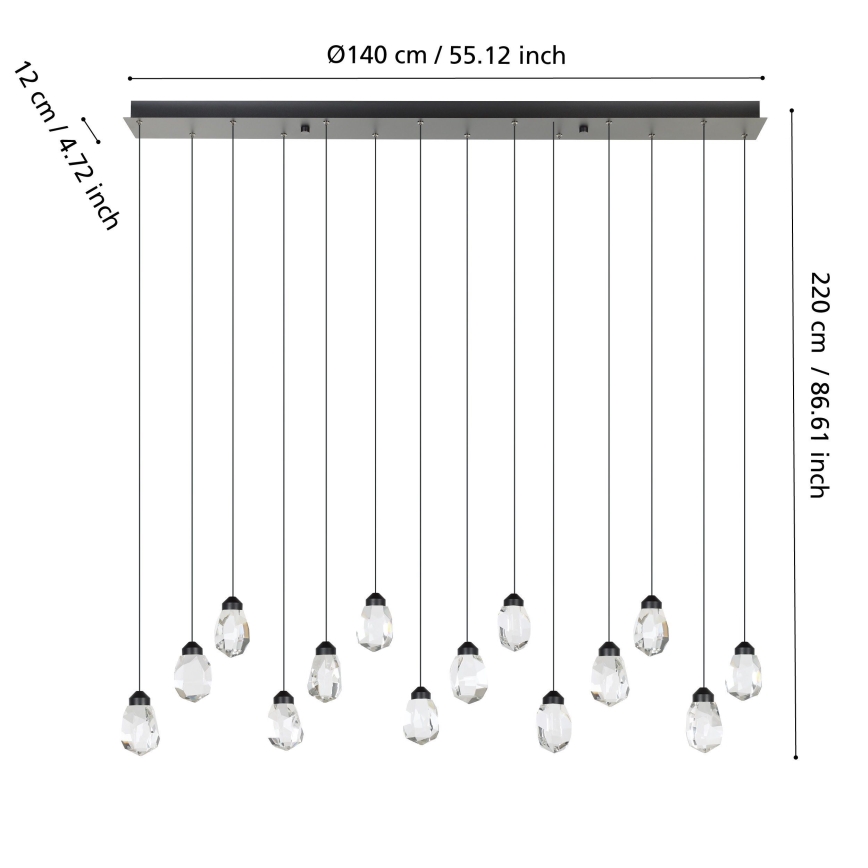 Eglo - LED Stmievateľný luster na lanku 14xLED/3W/230V 3000K čierna/číra