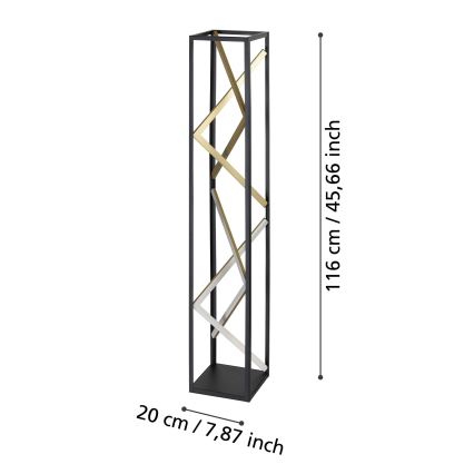 Eglo - LED Stmievateľná stojacia lampa LED/23W/230V 2700-6500K čierna/zlatá + diaľkové ovládanie
