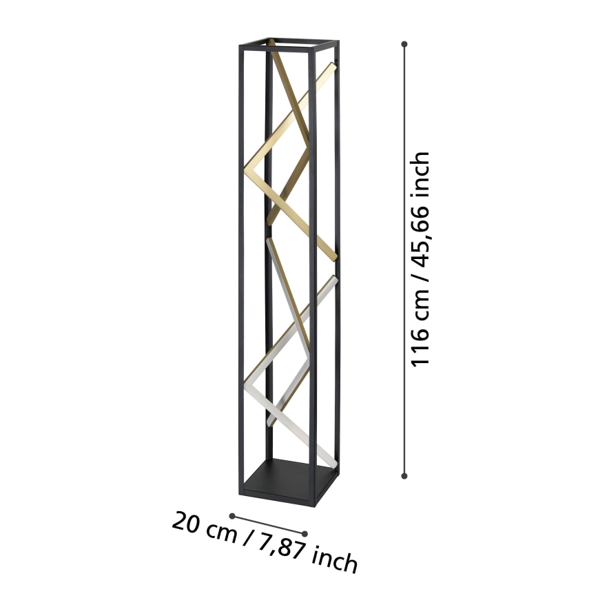 Eglo - LED Stmievateľná stojacia lampa LED/23W/230V 2700-6500K čierna/zlatá + diaľkové ovládanie