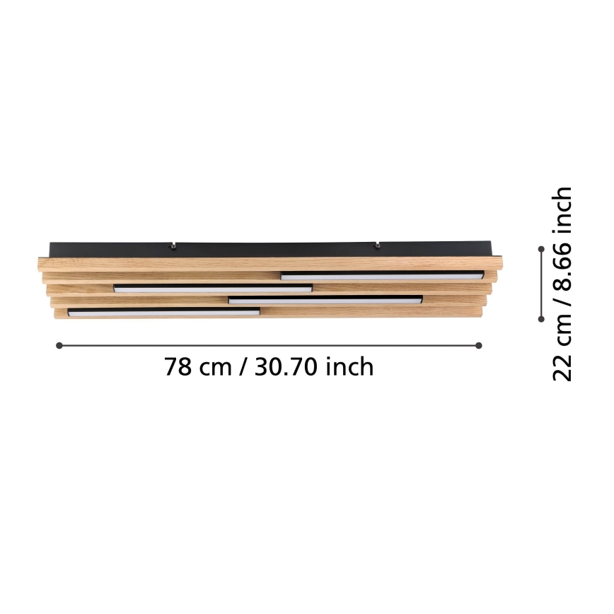 Eglo - LED Stmievateľné stropné svietidlo 4xLED/9W/230V 3000K 22x78 cm hnedá
