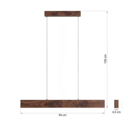 Eglo - LED závesný luster na lanku LED/17W/230V + LED/4,2W orech