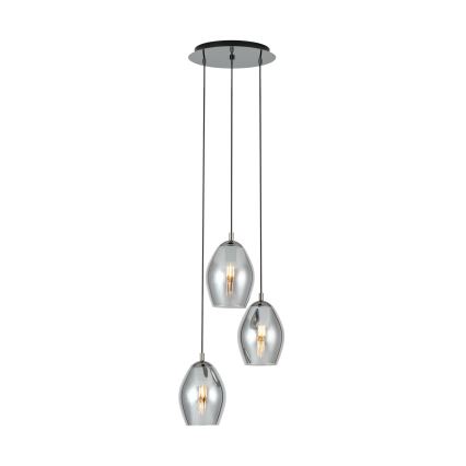 Eglo - Luster na lanku 3xE27/60W/230V dymová